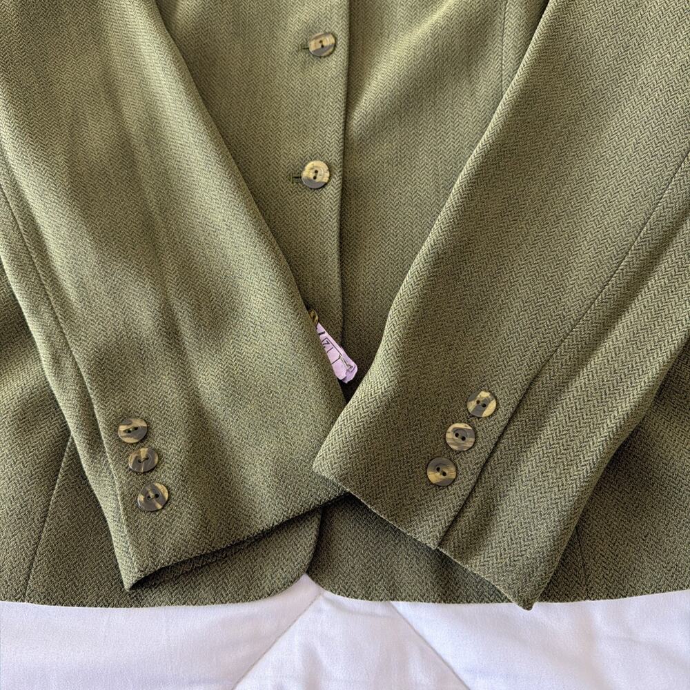 Jones Wear Olive Green Suit Blazer/Jacket Lined Stylish Size 12 - Picture 11 of 14